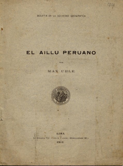 Page 1 Page 2 EL A ILLU PERUANO "' POR MAX. UHLE SeÃ±oras ...