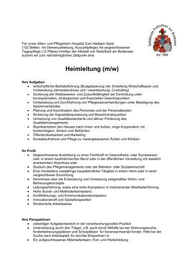 Heimleitung (m/w) - Radolfzell