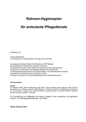 Rahmen-Hygieneplan fÃ¼r ambulante Pflegedienste - UmInfo.de