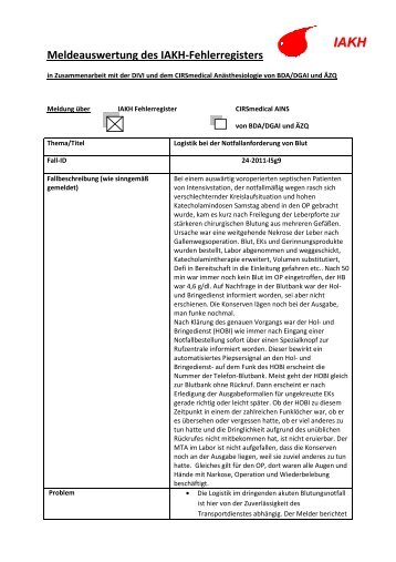 24-2011-l5g9-Logistik bei der Notfallanforderung von Blut