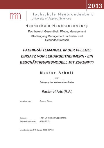 Masterarbeit-Susann Blume-2013 - Hochschule Neubrandenburg