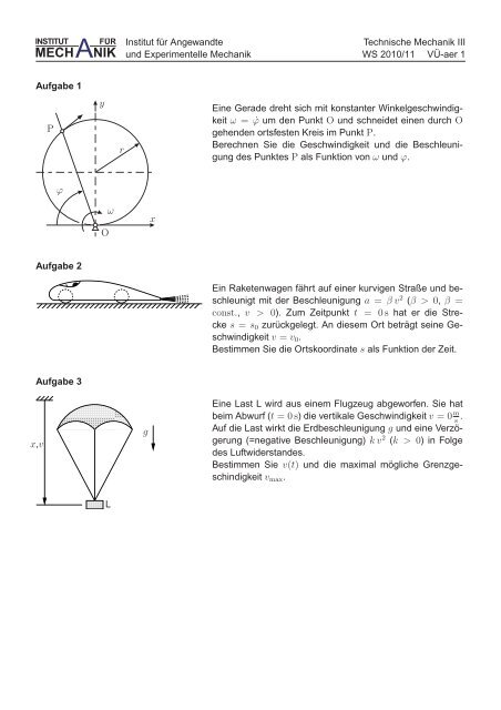 Aufgabensammlung - Institut fÃ¼r Angewandte und Experimentelle ...