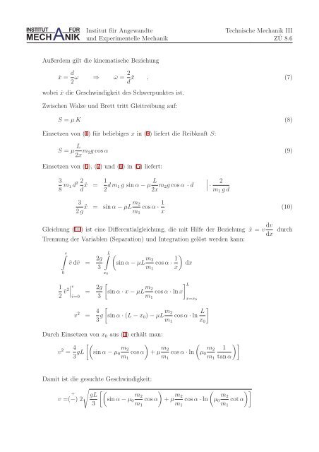 Blatt 8: Drallsatz - Institut fÃ¼r Angewandte und Experimentelle ...