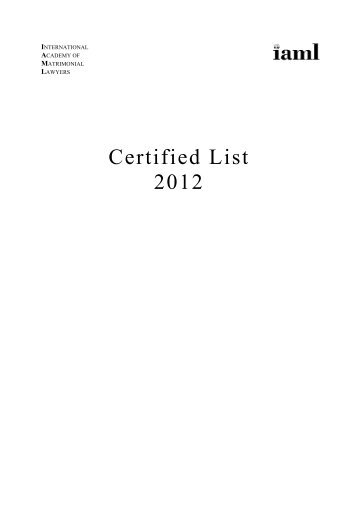 IAML Certified List 2012 - International Academy of Matrimonial ...