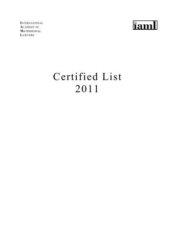 Certified List 2011 - International Academy of Matrimonial Lawyers