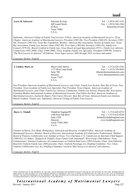 Certified List 2011 - International Academy of Matrimonial Lawyers