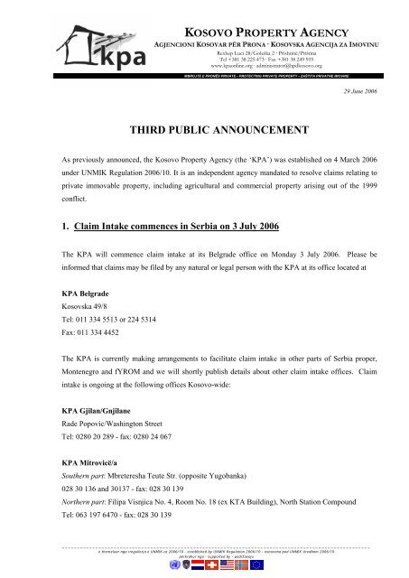 kosovo property agency third public announcement - IAN-a