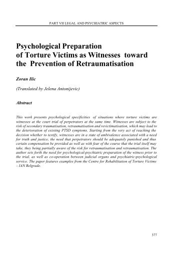 Psychological Preparation of Torture Victims as Witnesses toward ...
