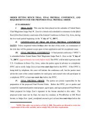 Trial Setting Order for Bench Trials - Northern District of Iowa