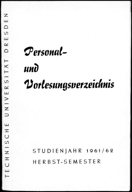 Personal- und Vorlesungsverzeichnis Studienjahr 1961/62 Herbstsemester