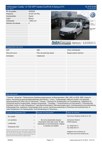 Volkswagen Caddy 1.6 TDI DPF Kasten ... - auto-forum-heidenau.de