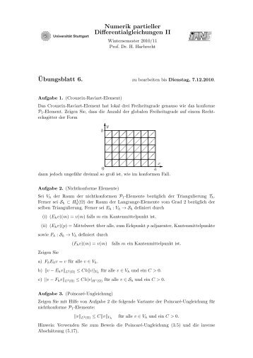 Numerik partieller Differentialgleichungen II Â¨Ubungsblatt 6.