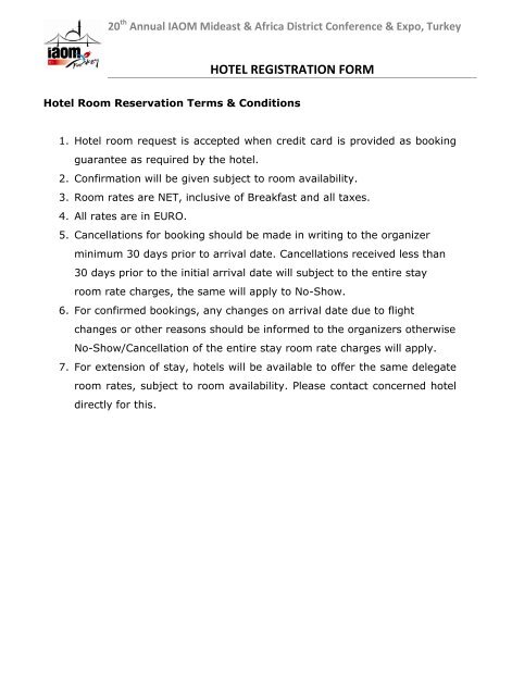Hotel Declaration hotel registration form - Iaom-mea.com
