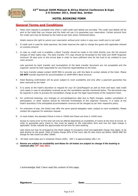 General Terms and Conditions - iaom mideast &amp; africa district