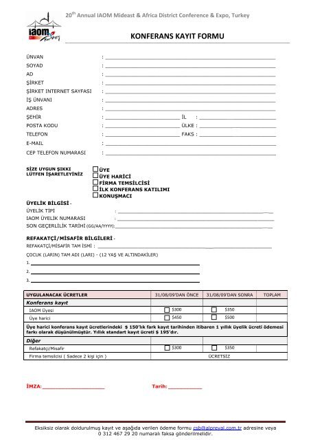 konferans kayıt formu - iaom mideast & africa district