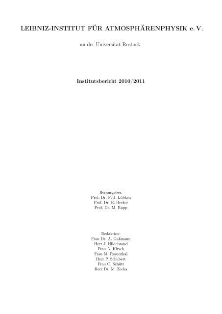 Institutsbericht 2010/2011 - Leibniz-Institut fÃ¼r AtmosphÃ¤renphysik ...