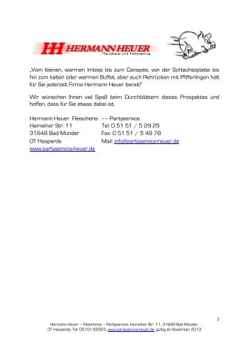 Hauptkarte - bei Hermann Heuer