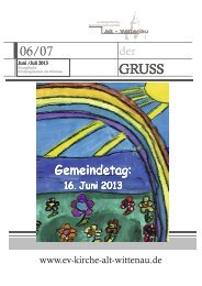 der GRUSS im Juni/Juli 2013 - Kirchengemeinde Alt-Wittenau