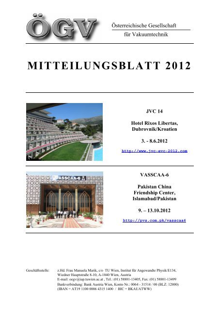 MITTEILUNGSBLATT 2012 - IAP/TU Wien - Technische Universität ...