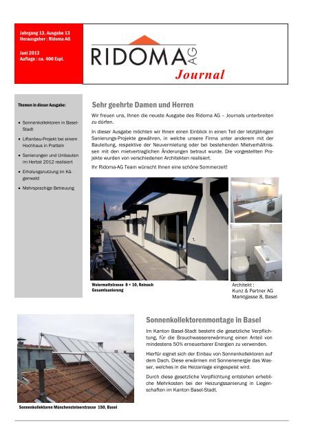 Journal - Ridoma AG