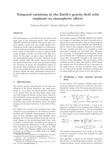 Temporal variations in the Earth's gravity field with emphasis on ...