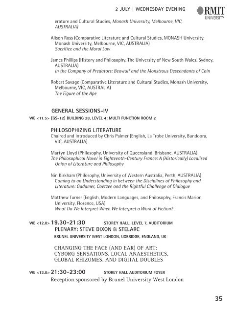 Program - The International Association for Philosophy and Literature