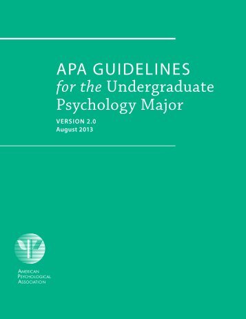 APA Guidelines for the Undergraduate Psychology Major - American ...