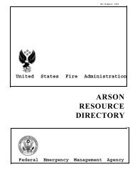 FA-74, Arson Resource Directory - US Fire Administration - Federal ...