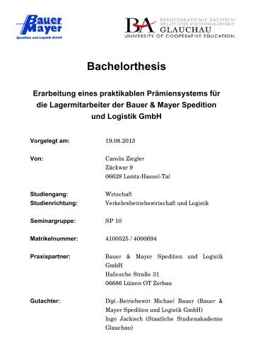 Bachelorthesis - Staatliche Studienakademie Glauchau