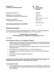 Informationsschreiben Nr. 241/2013 Stellenausschreibung