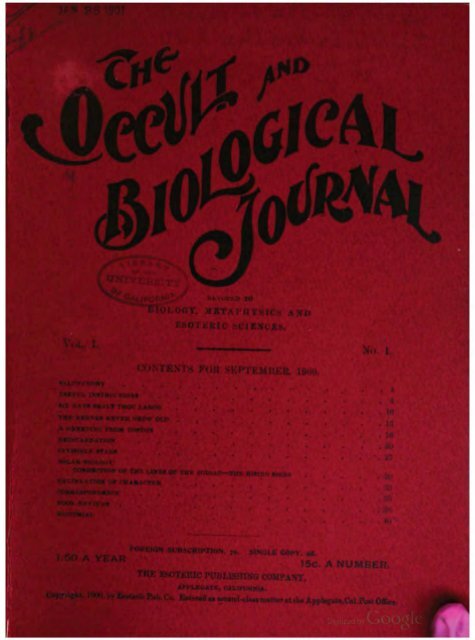 The Occult and biological journal - Iapsop.com