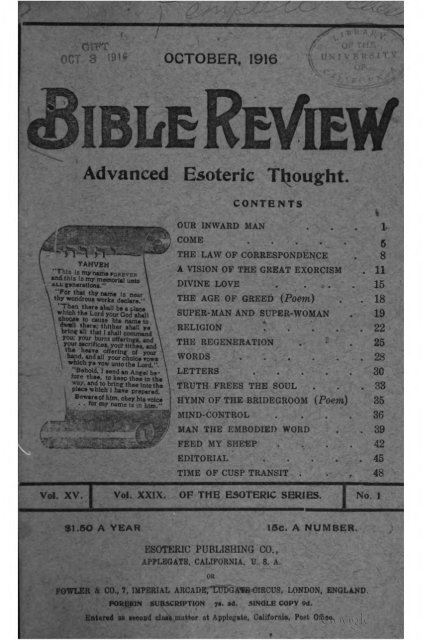 Bible Review V15: October 1916 - March 1918 - Iapsop.com