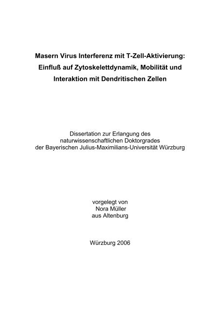 Untersuchung des Einflusses von Maservirus auf ... - OPUS WÃ¼rzburg