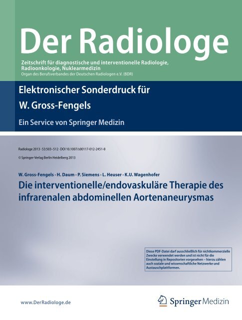 Elektronischer Sonderdruck fÃ¼r Die interventionelle/endovaskulÃ¤re ...