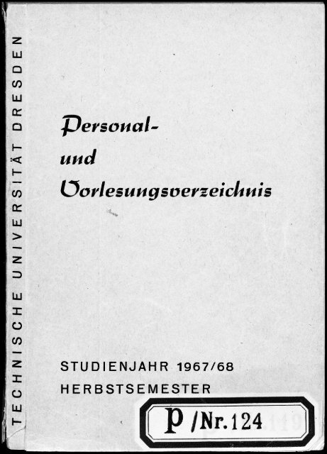 Personal Und Vorlesungsverzeichnis Studienjahr 1967 68 Herbstsemster