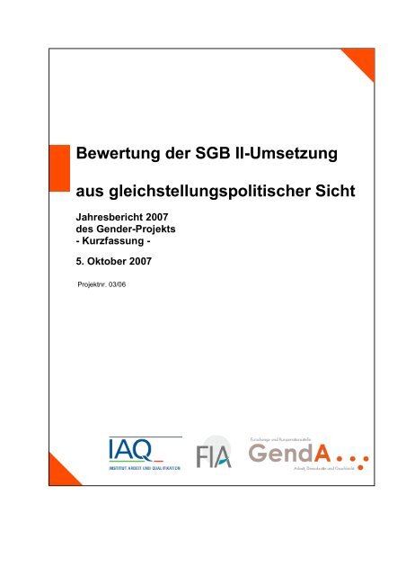Bewertung der SGB II-Umsetzung aus gleichstellungspolitischer Sicht