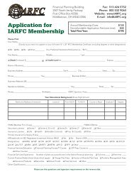 Application for IARFC Membership
