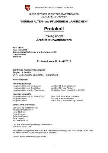 Juryprotokoll (pdf, 557KB) - Architekturwettbewerb.at