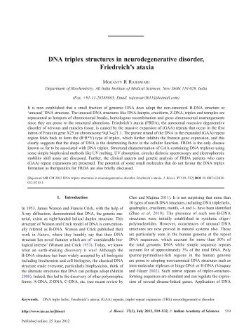 DNA triplex structures in neurodegenerative disorder, Friedreich's ...