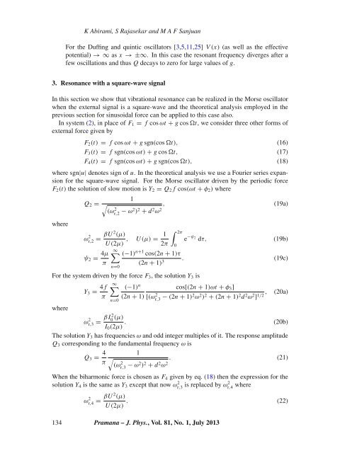 Vibrational resonance in the Morse oscillator - Indian Academy of ...