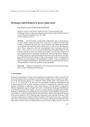 Hydrogen embrittlement in power plant steels - Indian Academy of ...