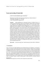 Laser processing of materials - Indian Academy of Sciences