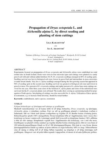 Propagation of Dryas octopetala L. and Alchemilla alpina - IAS
