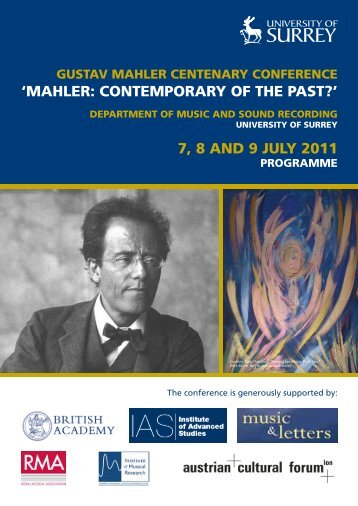 mahler: contemporary of the past?l 7, 8 - Institute of Advanced ...