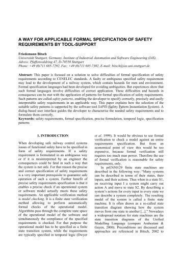 a way for applicable formal specification of safety requirements by ...