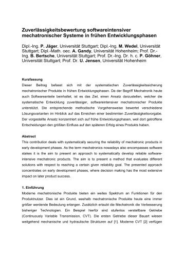 Full Paper (PDF) - Institut fÃ¼r Automatisierungs- und Softwaretechnik ...