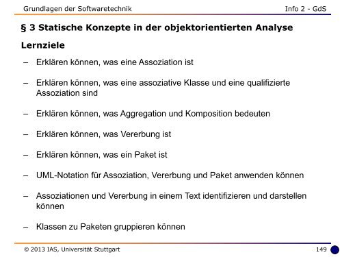 3 Statische Konzepte in der objektorientierten Analyse - Universität ...