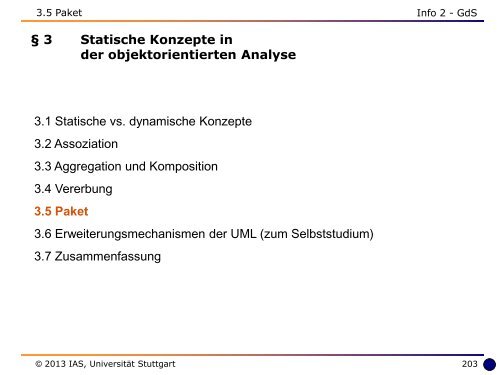 3 Statische Konzepte in der objektorientierten Analyse - Universität ...