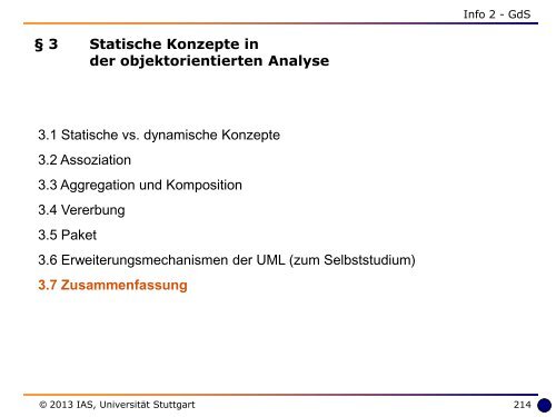 3 Statische Konzepte in der objektorientierten Analyse - Universität ...