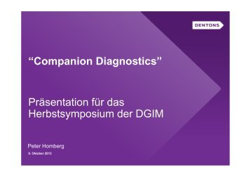 â€œCompanion Diagnosticsâ€ PrÃ¤sentation fÃ¼r das ... - DGIM